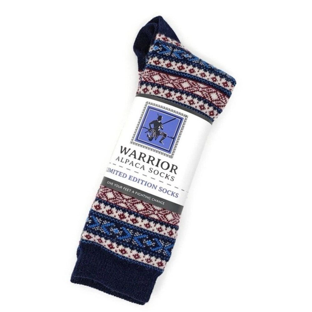Warrior Alpaca Socks Fair Isle Scandinavian Wool Warm Winter Crew Unisex M
